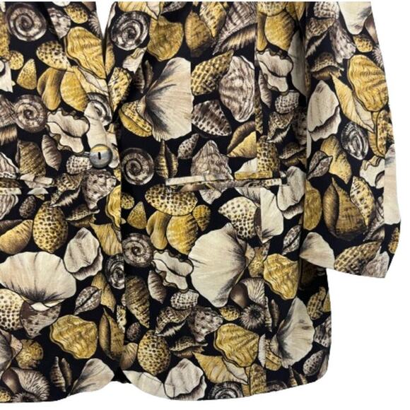 Sunny Leigh Vintage Silk Sea Shells Print Pockets Button Front Blazer Size Small - Picture 3 of 10